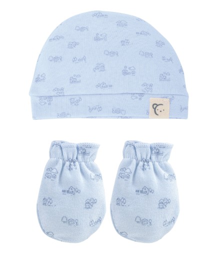 Pack Gorro y manoplas Casitas