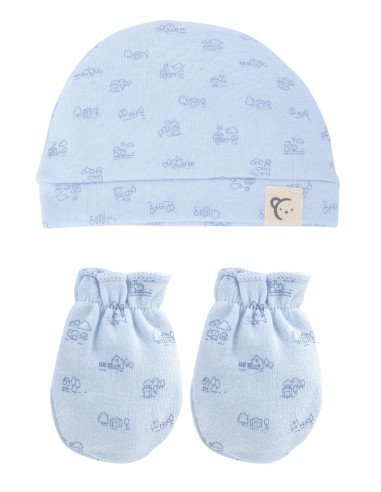 Pack Gorro y manoplas Casitas