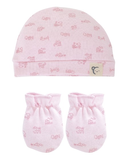 Pack Gorro y manoplas Casitas