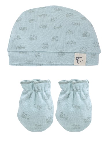 Pack Gorro y manoplas Casitas