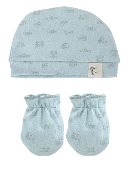 Pack Gorro y manoplas Casitas